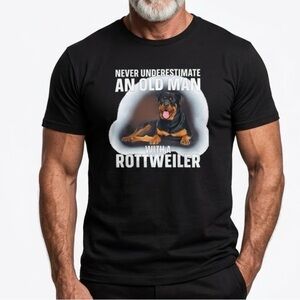 Never Underestimate An Old Man With A Rottweiler Graphic Tee - Black